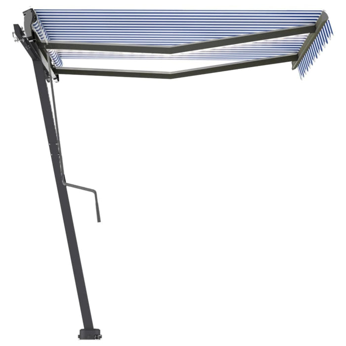 Tenda da Sole Retrattile Manuale con LED 300x250cm Blu e Bianca cod mxl 51624