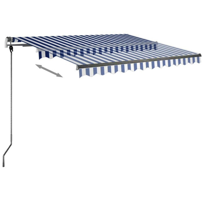 Tenda da Sole Retrattile Manuale con LED 300x250cm Blu e Bianca cod mxl 51624