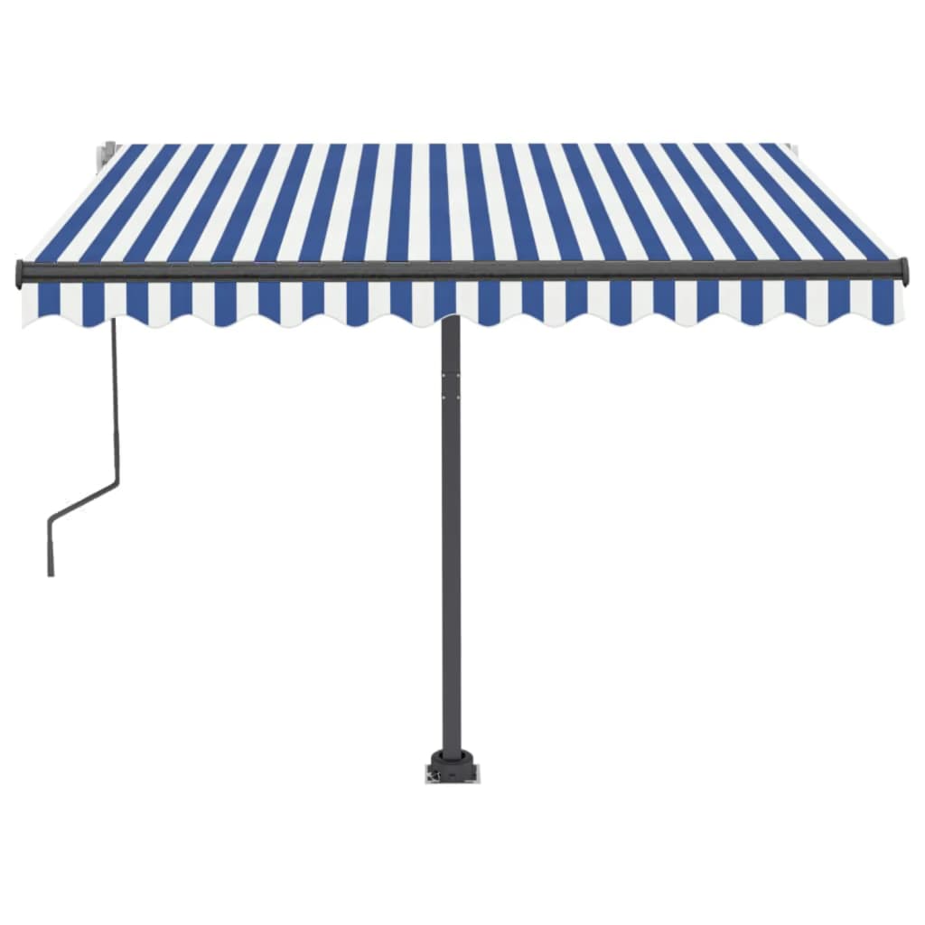 Tenda da Sole Retrattile Manuale con LED 300x250cm Blu e Bianca cod mxl 51624