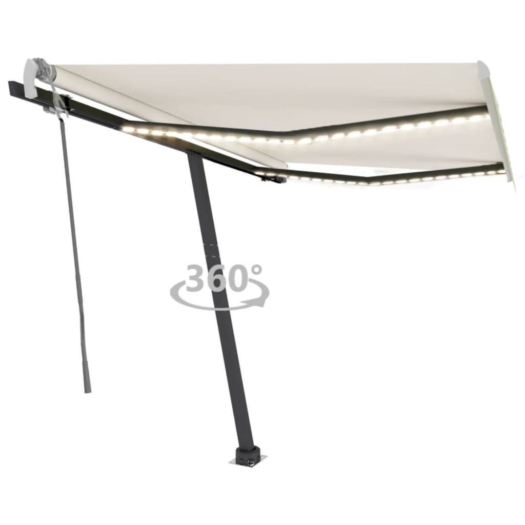 Tenda da Sole Retrattile Manuale con LED 300x250 cm Crema cod mxl 55600