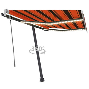 Tenda da Sole Manuale con LED 300x250 cm Arancione e Marrone cod mxl 51771