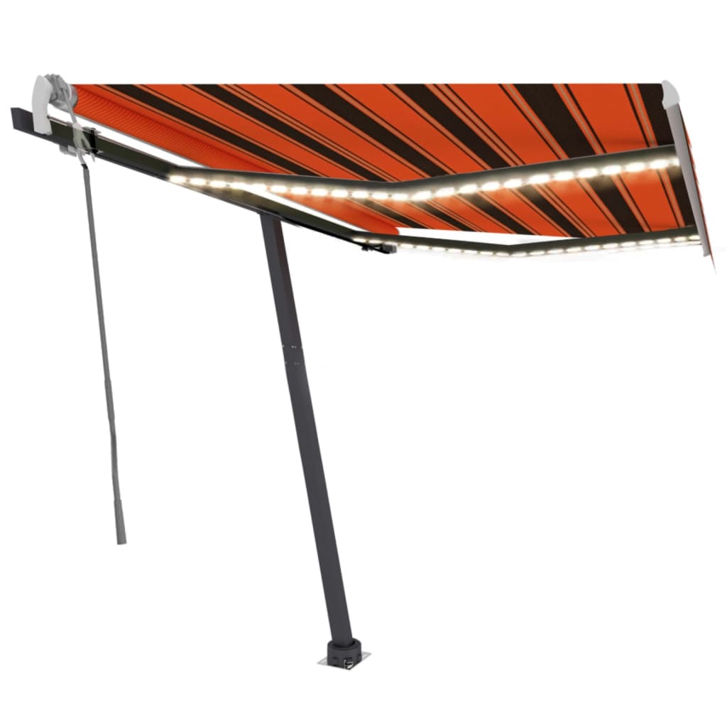 Tenda da Sole Manuale con LED 300x250 cm Arancione e Marrone cod mxl 51771