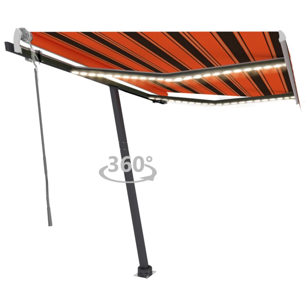 Tenda da Sole Retrattile con LED 350x250 cm Arancione e Marrone cod mxl 51610