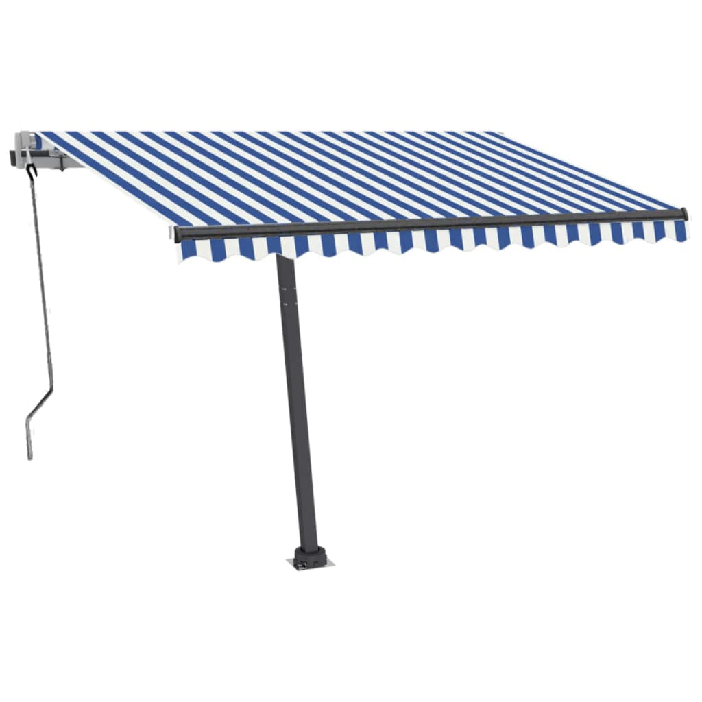 Tenda Automatica con Sensore Vento e LED 350x250 cm Blu Bianca 3069731