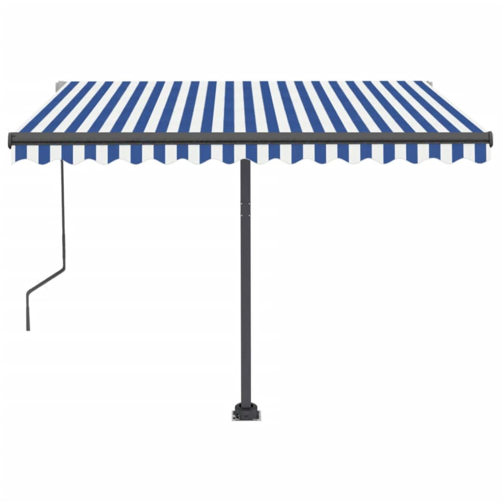 Tenda Automatica con Sensore Vento e LED 350x250 cm Blu Bianca 3069731