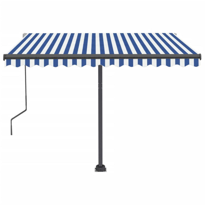 Tenda Automatica con Sensore Vento e LED 350x250 cm Blu Bianca 3069731