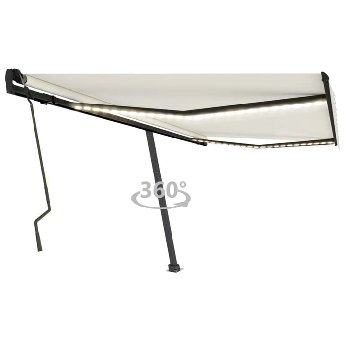 Tenda da Sole Retrattile Manuale con LED 400x300 cm Crema 3069742