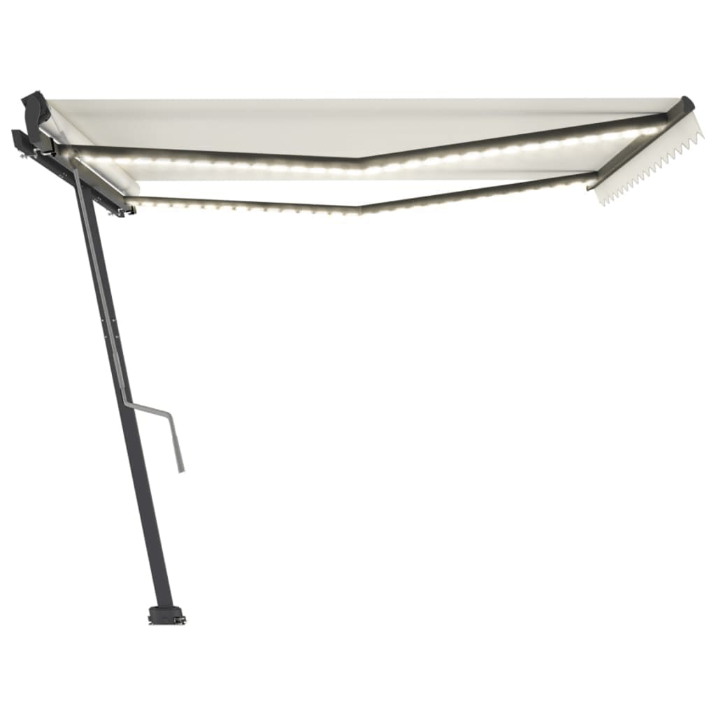 Tenda da Sole Retrattile Manuale con LED 400x300 cm Crema 3069742