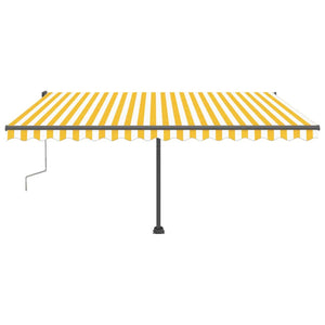 Tenda da Sole Retrattile Manuale e LED 400x300cm Gialla Bianca 3069743