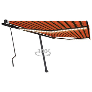 Tenda da Sole Retrattile Manuale LED 400x300 cm Arancio Marrone 3069745