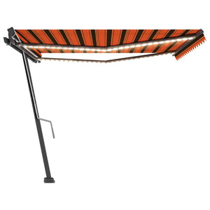 Tenda da Sole Retrattile Manuale LED 400x300 cm Arancio Marrone 3069745