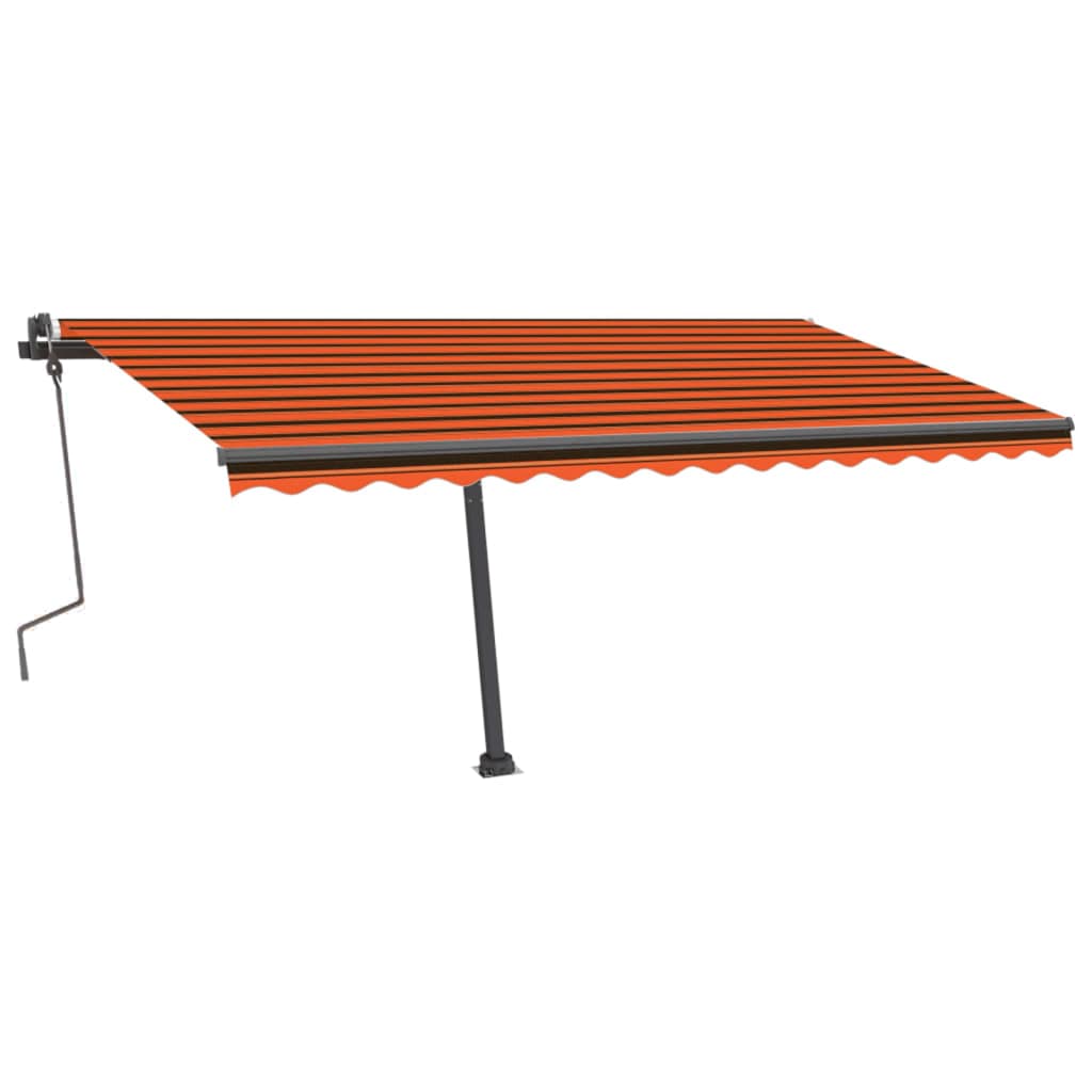 Tenda da Sole Retrattile Manuale LED 400x300 cm Arancio Marrone 3069745