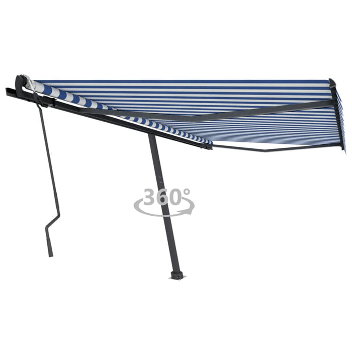 Tenda Retrattile Manuale Autoportante 450x300 cm Blu Bianca cod mxl 43830