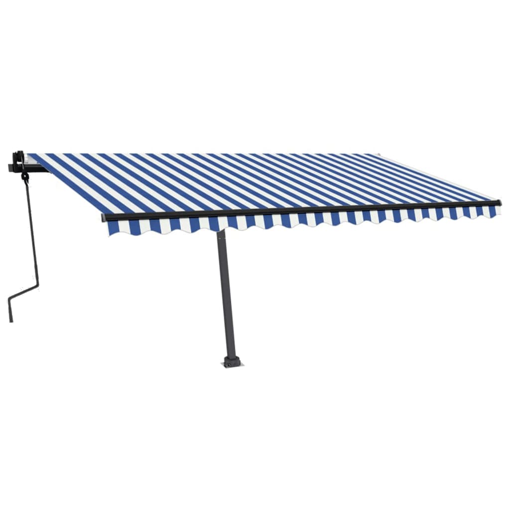 Tenda Retrattile Manuale Autoportante 450x300 cm Blu Bianca cod mxl 43830