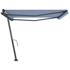 Tenda Retrattile Manuale Autoportante 450x300 cm Blu Bianca cod mxl 43830