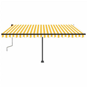 Tenda da Sole Manuale Autoportante 450x300 cm Gialla/Bianca 3069758