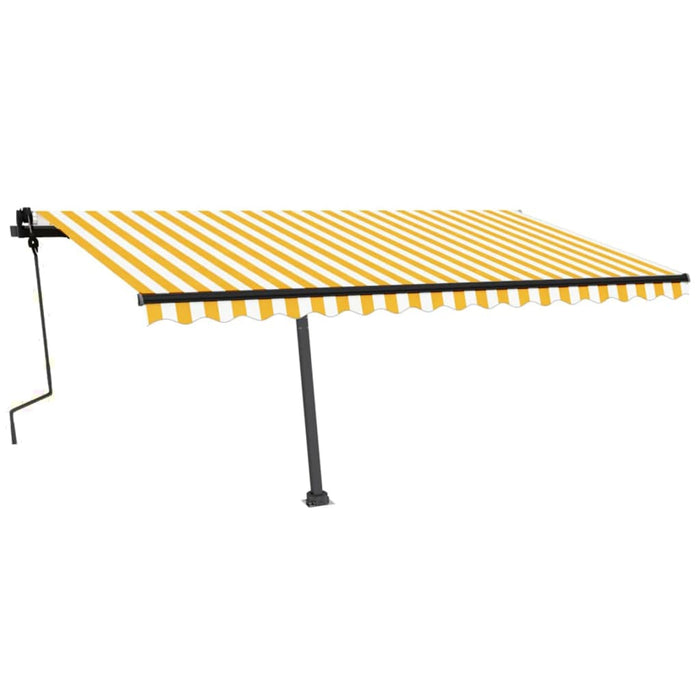 Tenda da Sole Manuale Autoportante 450x300 cm Gialla/Bianca 3069758