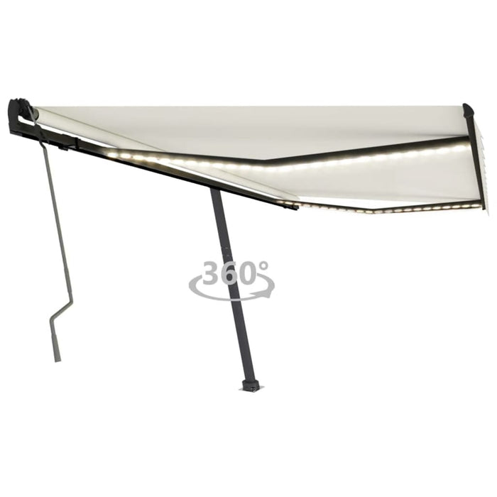 Tenda da Sole Retrattile Manuale con LED 450x300 cm Crema 3069762