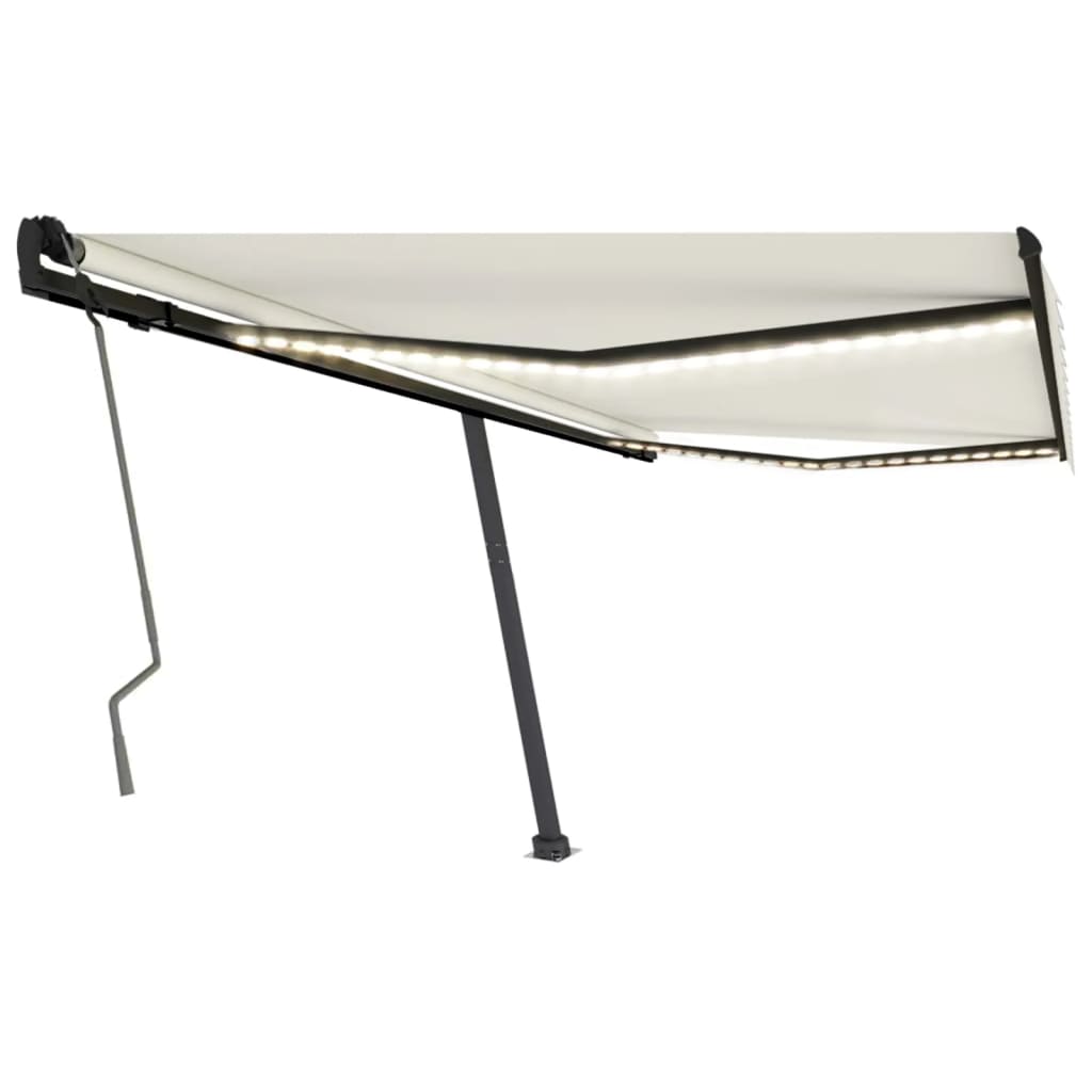 Tenda da Sole Retrattile Manuale con LED 450x300 cm Crema 3069762