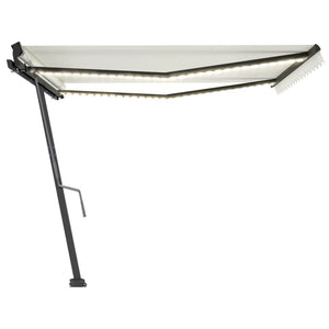 Tenda da Sole Retrattile Manuale con LED 450x300 cm Crema 3069762