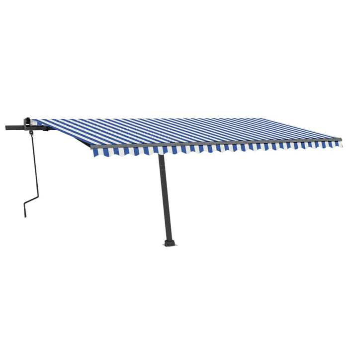 Tenda da Sole Retrattile Manuale con LED 500x300cm Blu e Bianca cod mxl 56848