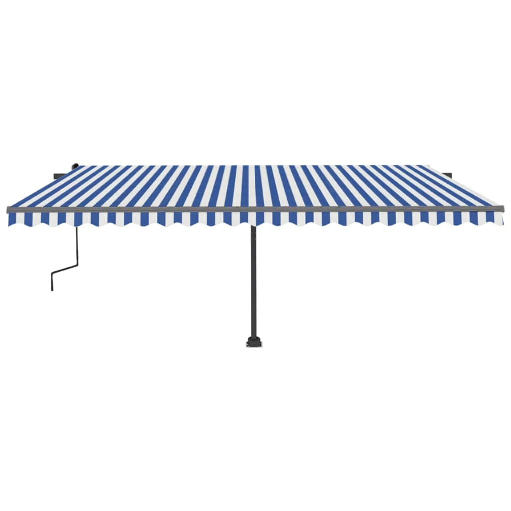 Tenda da Sole Retrattile Manuale con LED 500x300cm Blu e Bianca cod mxl 56848