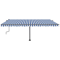 Tenda da Sole Retrattile Manuale con LED 500x300cm Blu e Bianca cod mxl 56848