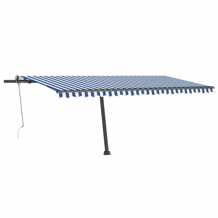 Tenda Automatica con Sensore Vento e LED 500x300 cm Blu Bianca 3069791