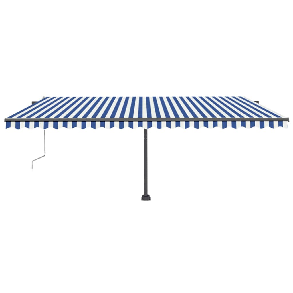 Tenda Automatica con Sensore Vento e LED 500x300 cm Blu Bianca 3069791