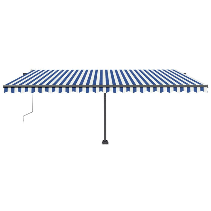 Tenda Automatica con Sensore Vento e LED 500x300 cm Blu Bianca 3069791