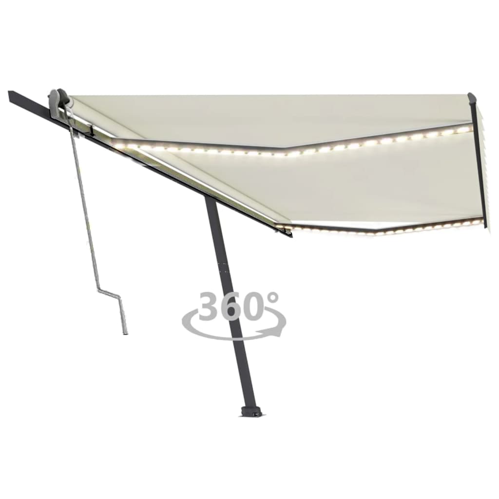 Tenda Automatica con Sensore Vento e LED 500x300 cm Crema 3069792