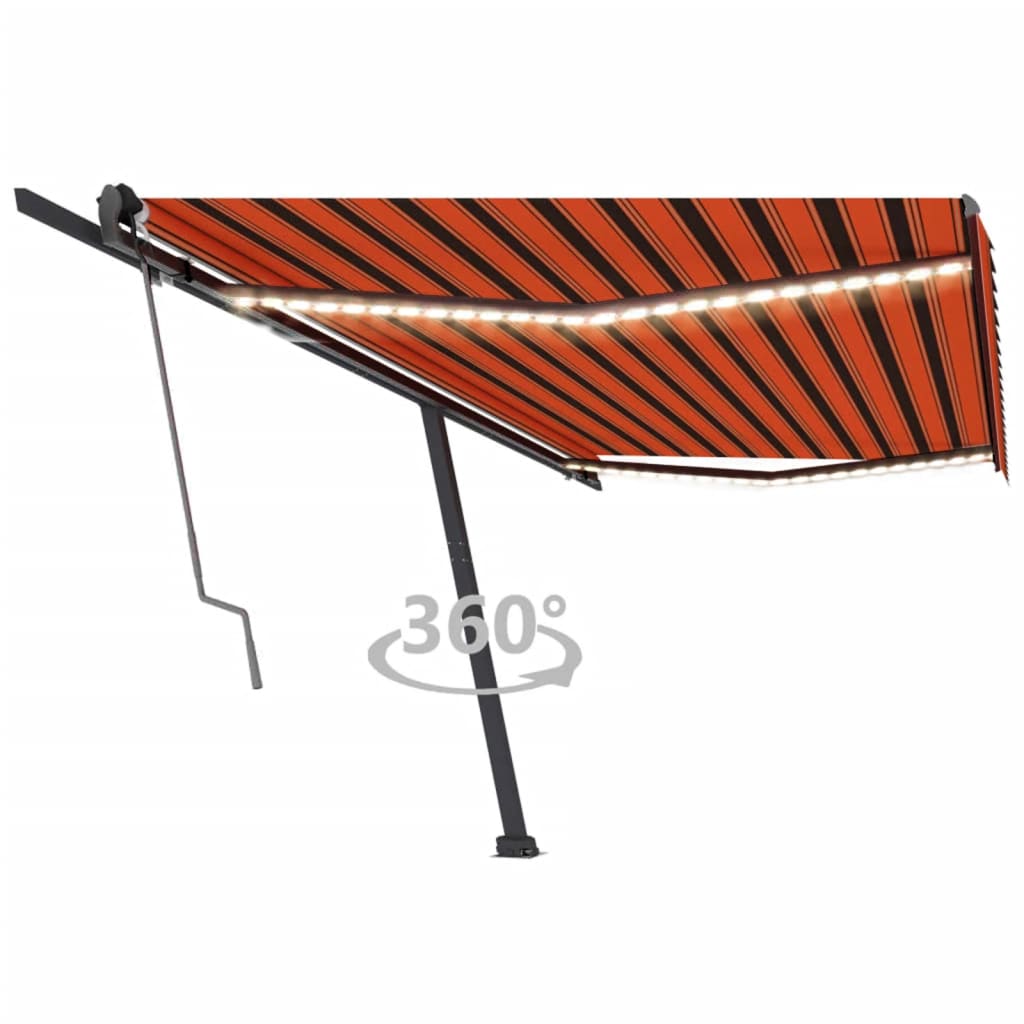 Tenda Automatica Sensore Vento e LED 500x300 cm Arancio Marrone 3069795