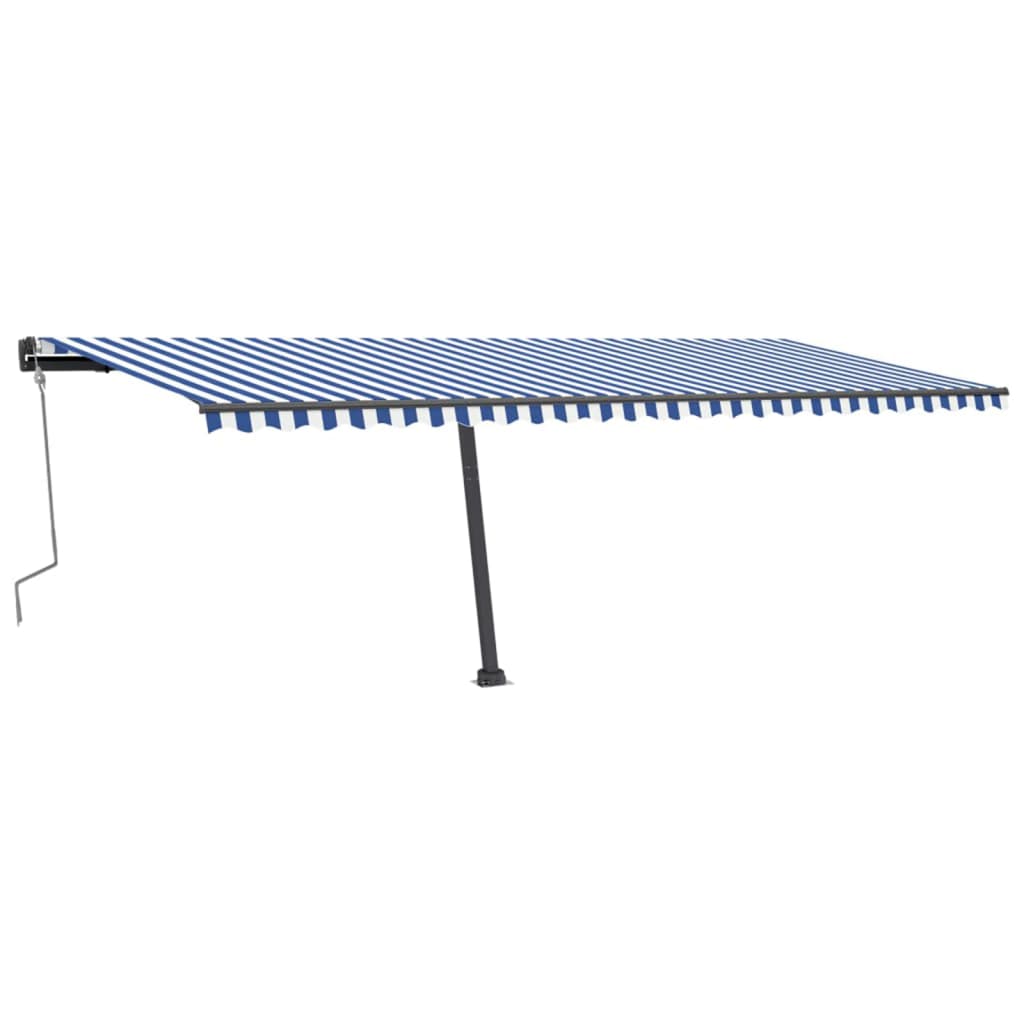 Tenda Retrattile Manuale Autoportante 600x300 cm Blu e Bianca cod mxl 43674