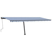 Tenda Retrattile Manuale Autoportante 600x300 cm Blu e Bianca cod mxl 43674