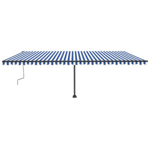 Tenda Retrattile Manuale Autoportante 600x300 cm Blu e Bianca cod mxl 43674