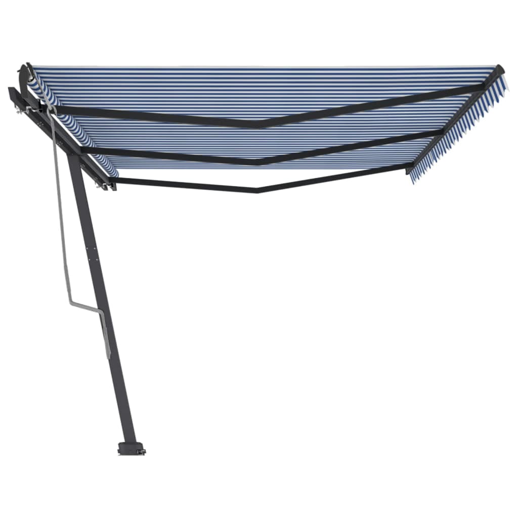 Tenda Retrattile Manuale Autoportante 600x300 cm Blu e Bianca cod mxl 43674