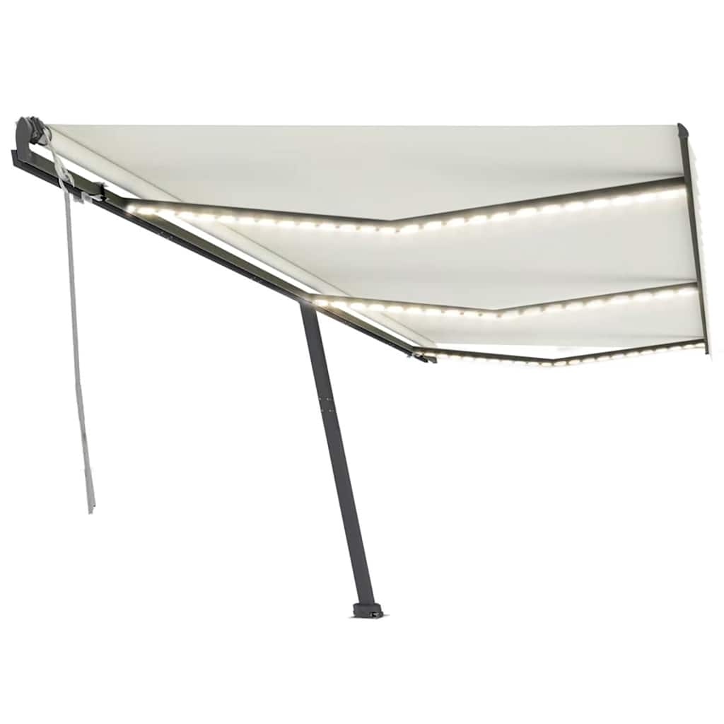 Tenda da Sole Retrattile Manuale con LED 600x300 cm Crema 3069802