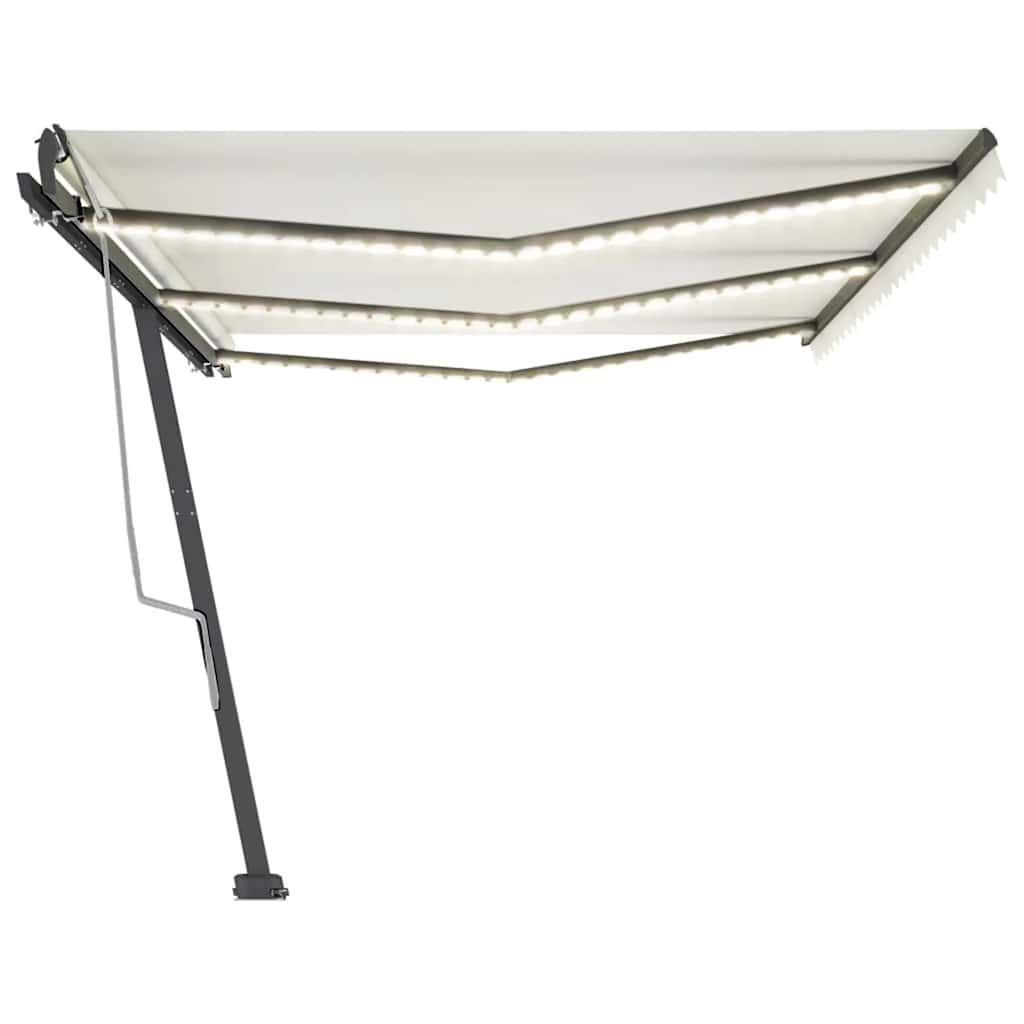 Tenda da Sole Retrattile Manuale con LED 600x300 cm Crema 3069802