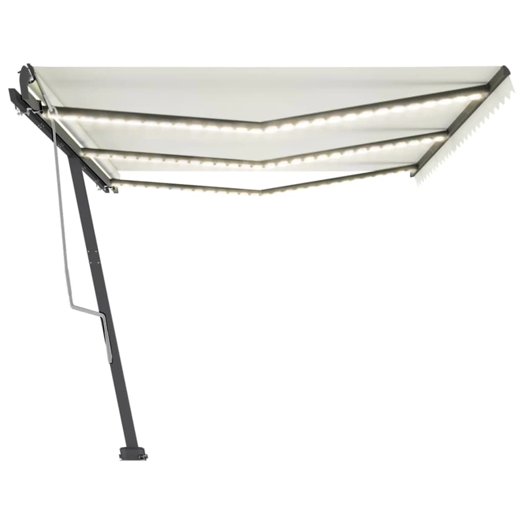 Tenda da Sole Retrattile Manuale con LED 600x300 cm Crema cod mxl 43684