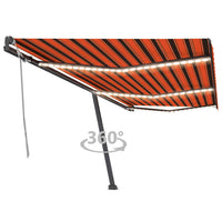 Tenda da Sole Retrattile Manuale LED 600x300 cm Arancio Marrone cod mxl 43785