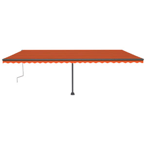 Tenda da Sole Retrattile Manuale LED 600x300 cm Arancio Marrone cod mxl 43785