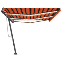 Tenda da Sole Retrattile Manuale LED 600x300 cm Arancio Marrone cod mxl 43785