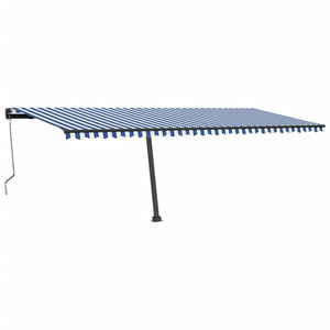 Tenda Automatica con Sensore Vento e LED 600x300 cm Blu Bianca 3069811