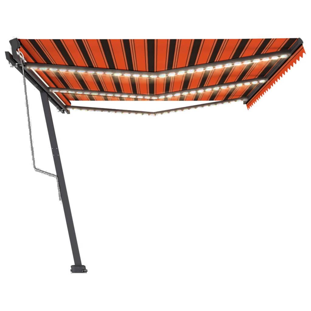 Tenda Automatica Sensore Vento e LED 600x300 cm Arancio Marrone