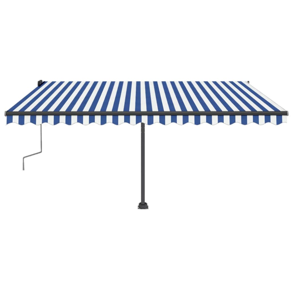 Tenda Retrattile Manuale Autoportante 450x300 cm Blu Bianca