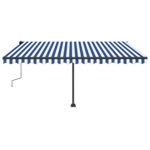 Tenda Retrattile Manuale Autoportante 450x300 cm Blu Bianca