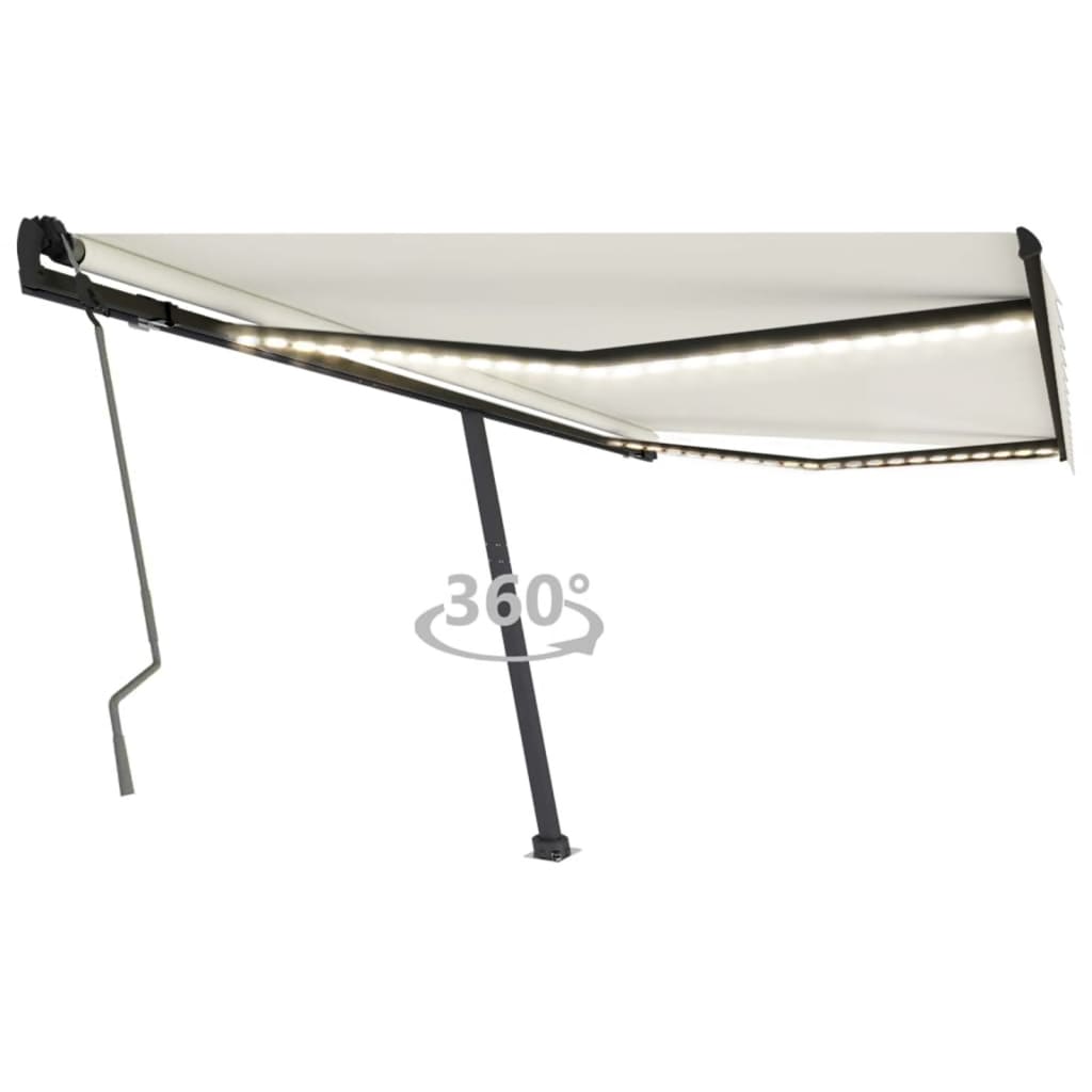 Tenda da Sole Retrattile Manuale con LED 400x350 cm Crema 3069822