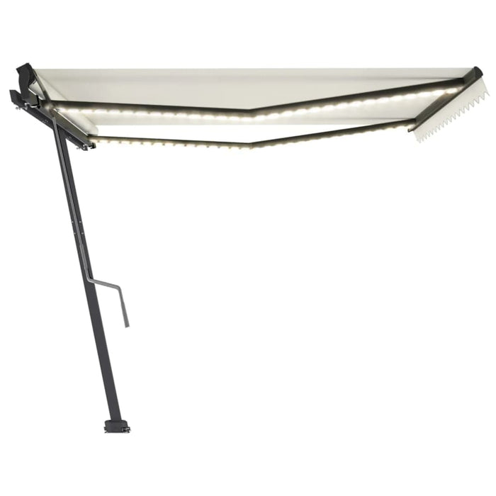 Tenda da Sole Retrattile Manuale con LED 400x350 cm Crema 3069822