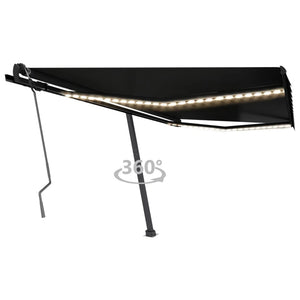 Tenda da Sole Retrattile Manuale con LED 400x350 cm Antracite 3069824