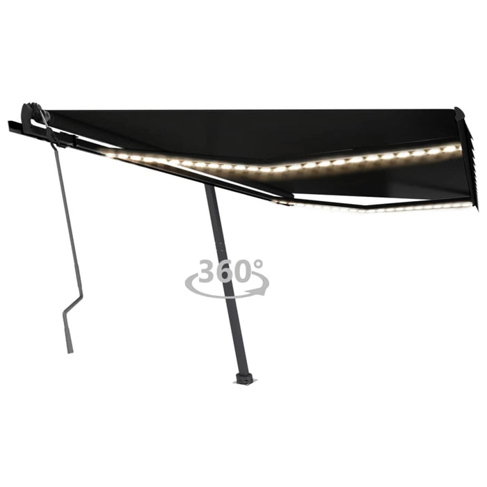 Tenda da Sole Retrattile Manuale con LED 400x350 cm Antracite 3069824